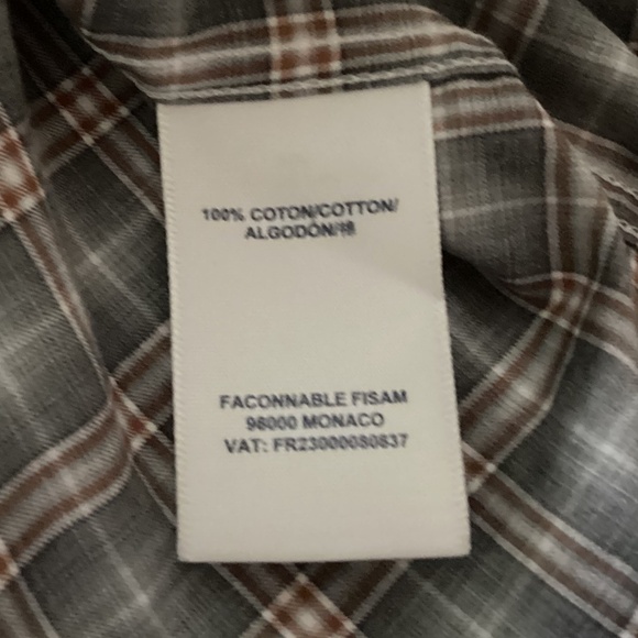 Faconnable Classique grey and orange plaid cotton shirt - Picture 9 of 9
